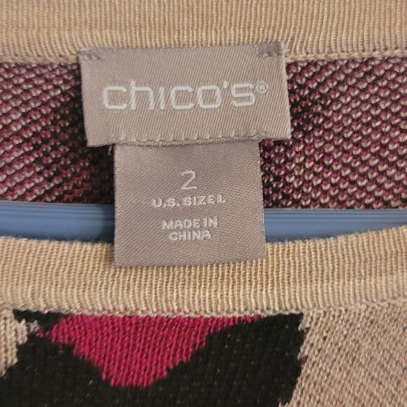 Chico’s Leopard Print Rayon Top Sz L (2) Pink Tan Animal Print Pullover Blouse - Picture 4 of 9